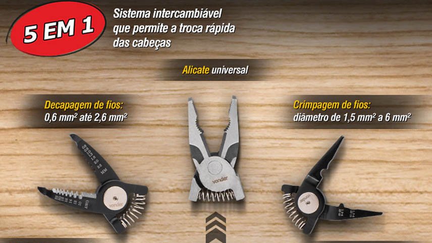 Alicate Multifunções 5 em 1 Vonder com Cabeças Intercambiáveis Lançamento Completo