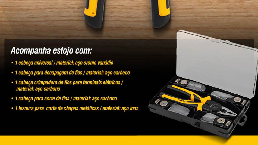 Alicate Multifunções 5 em 1 Vonder com Cabeças Intercambiáveis Lançamento Completo